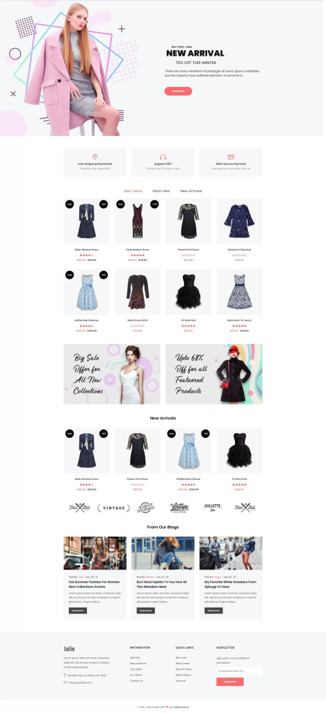 【HTML代码】简洁的时尚女装bootstrap电商模板